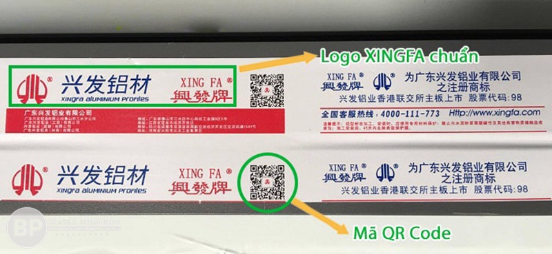 tem nhôm XINGFA chuẩn xác 100% có mã Code QR 